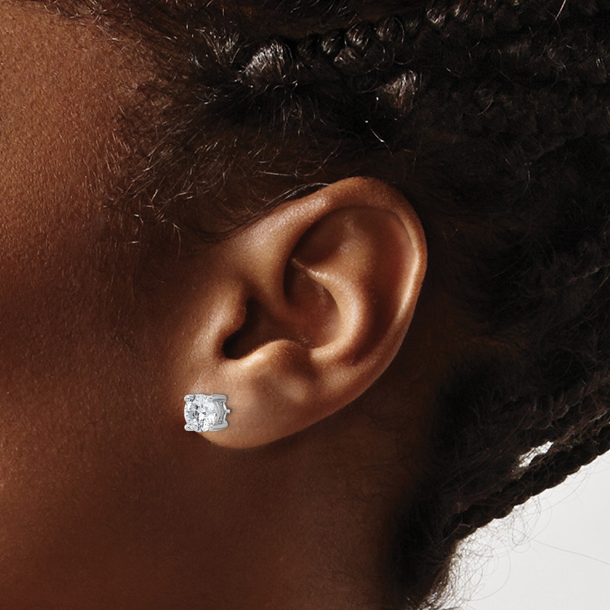 Round Lab Grown Diamond 4-Prong Studs with Screw Backs - 14k White Gold / 2 ctw. / VS+ F+