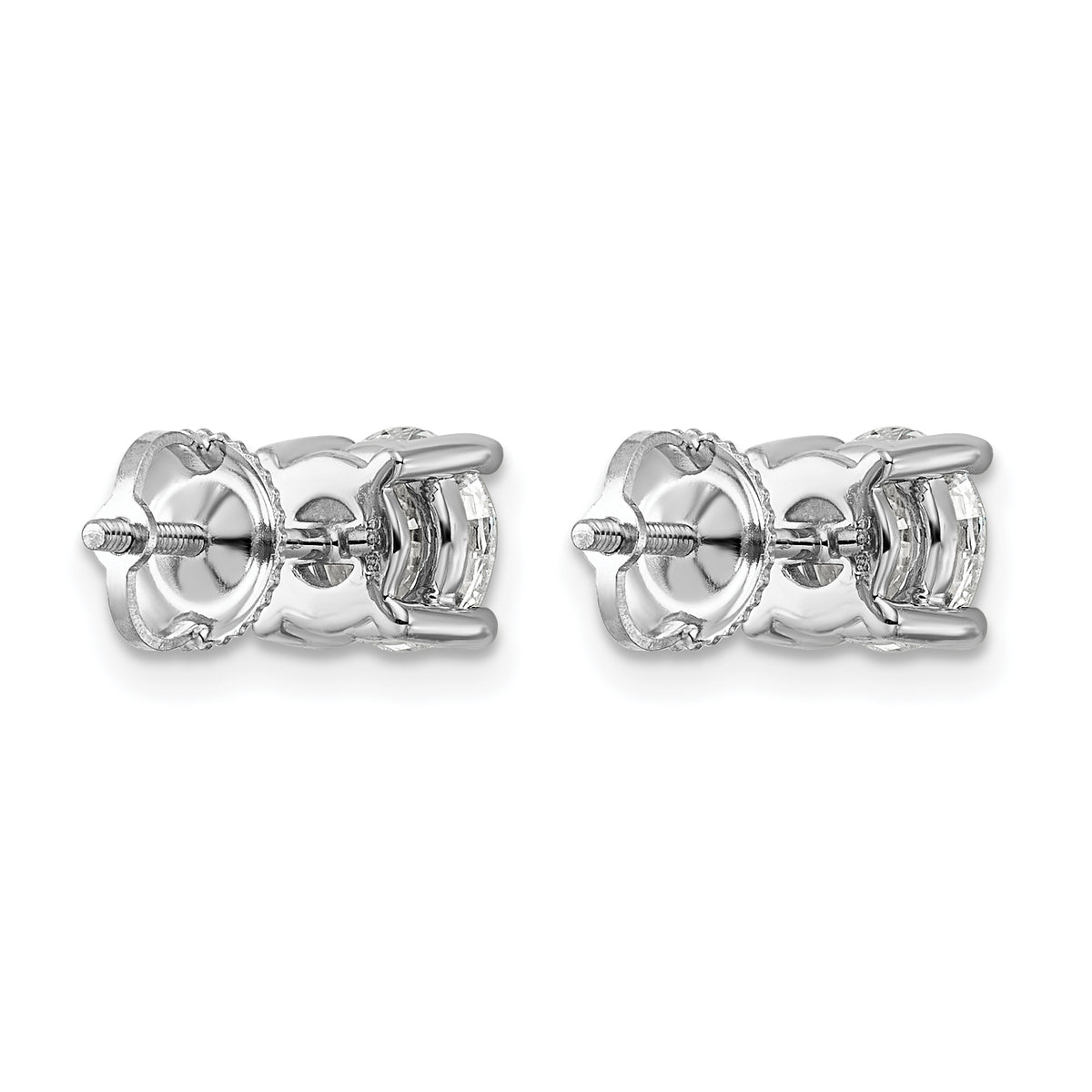 Round Lab Grown Diamond 4-Prong Studs with Screw Backs - 14k White Gold / 2 ctw. / VS+ F+