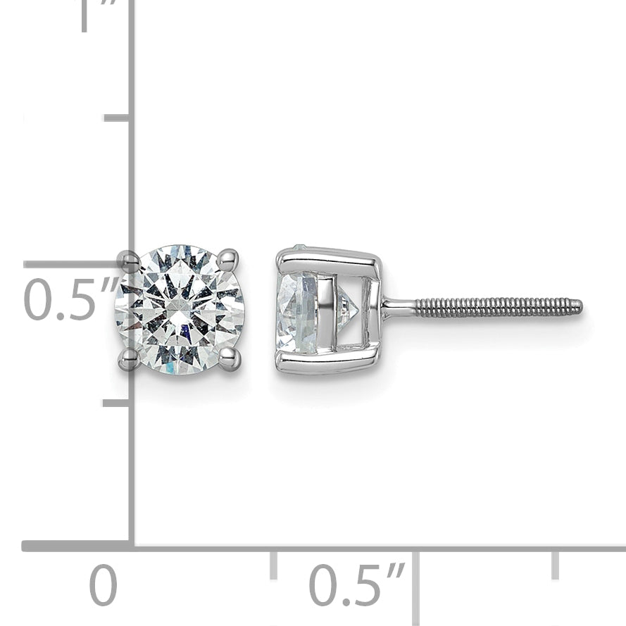 Round Lab Grown Diamond 4-Prong Studs with Screw Backs - 14k White Gold / 2 ctw. / VS+ F+