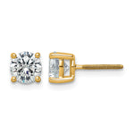 Round Lab Grown Diamond 4-Prong Studs with Screw Backs - 14k Yellow Gold / 2 ctw. / VS+ F+
