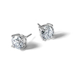 Round Lab Grown Diamond 4-Prong Studs with Screw Backs - 14k White Gold / 1 ctw. / VS+ F+