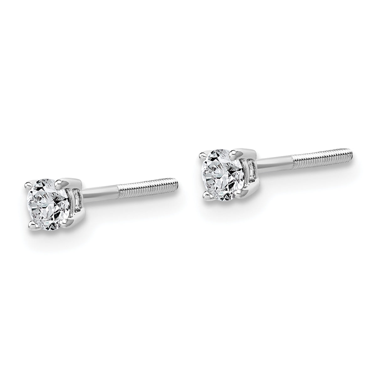 Lab Grown Diamond Gold 4-Prong Lightweight Solitaire Earrings with Screw Backs - 14k White Gold / 1/4 ctw. / VS+ F+
