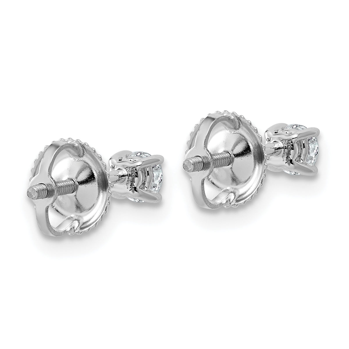 Lab Grown Diamond Gold 4-Prong Lightweight Solitaire Earrings with Screw Backs - 14k White Gold / 1/4 ctw. / VS+ F+