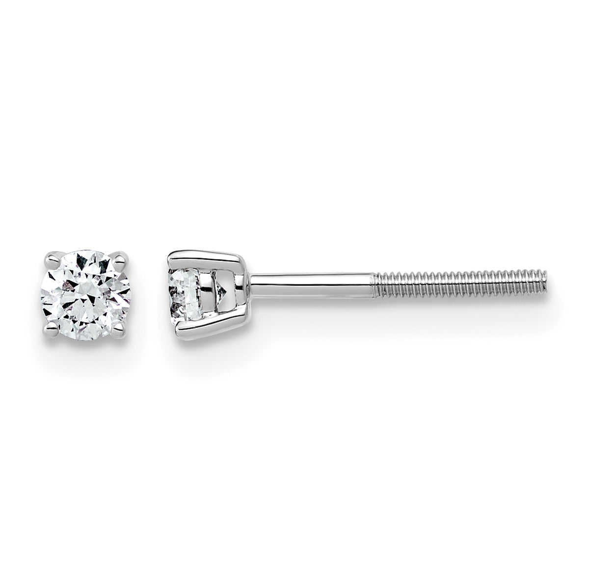 Lab Grown Diamond Gold 4-Prong Lightweight Solitaire Earrings with Screw Backs - 14k White Gold / 1/4 ctw. / VS+ F+#14k White Gold_1/4 ctw.