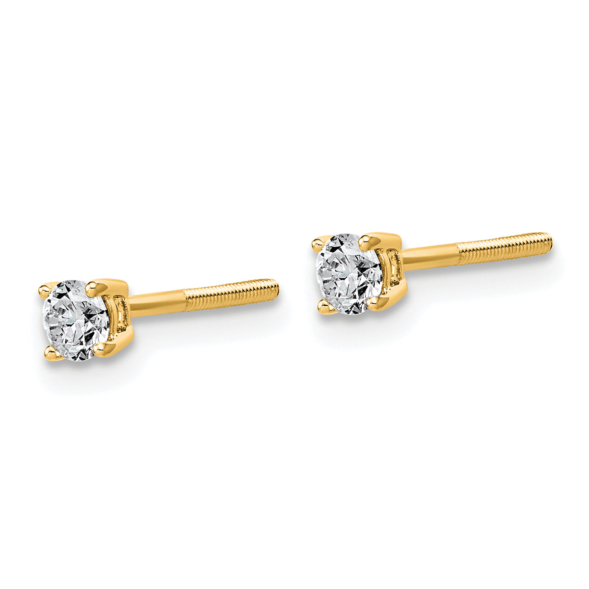 Lab Grown Diamond Gold 4-Prong Lightweight Solitaire Earrings with Screw Backs - 14k Yellow Gold / 1/4 ctw. / VS+ F+