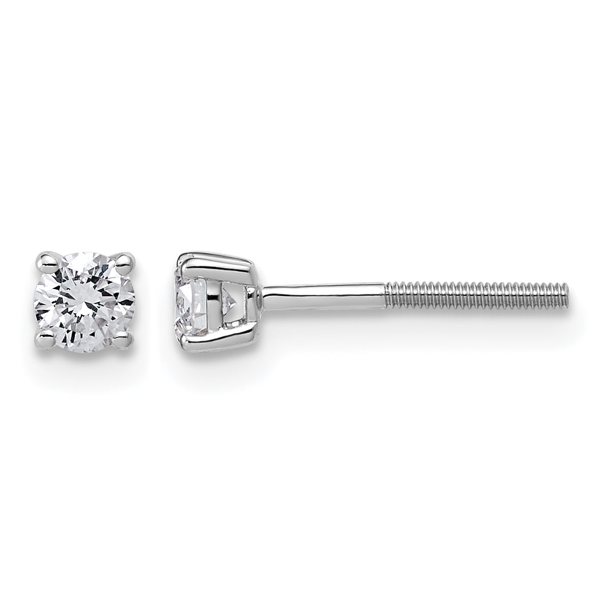 Lab Grown Diamond Gold 4-Prong Lightweight Solitaire Earrings with Screw Backs - 14k White Gold / 1/3 ctw. / VS+ F+