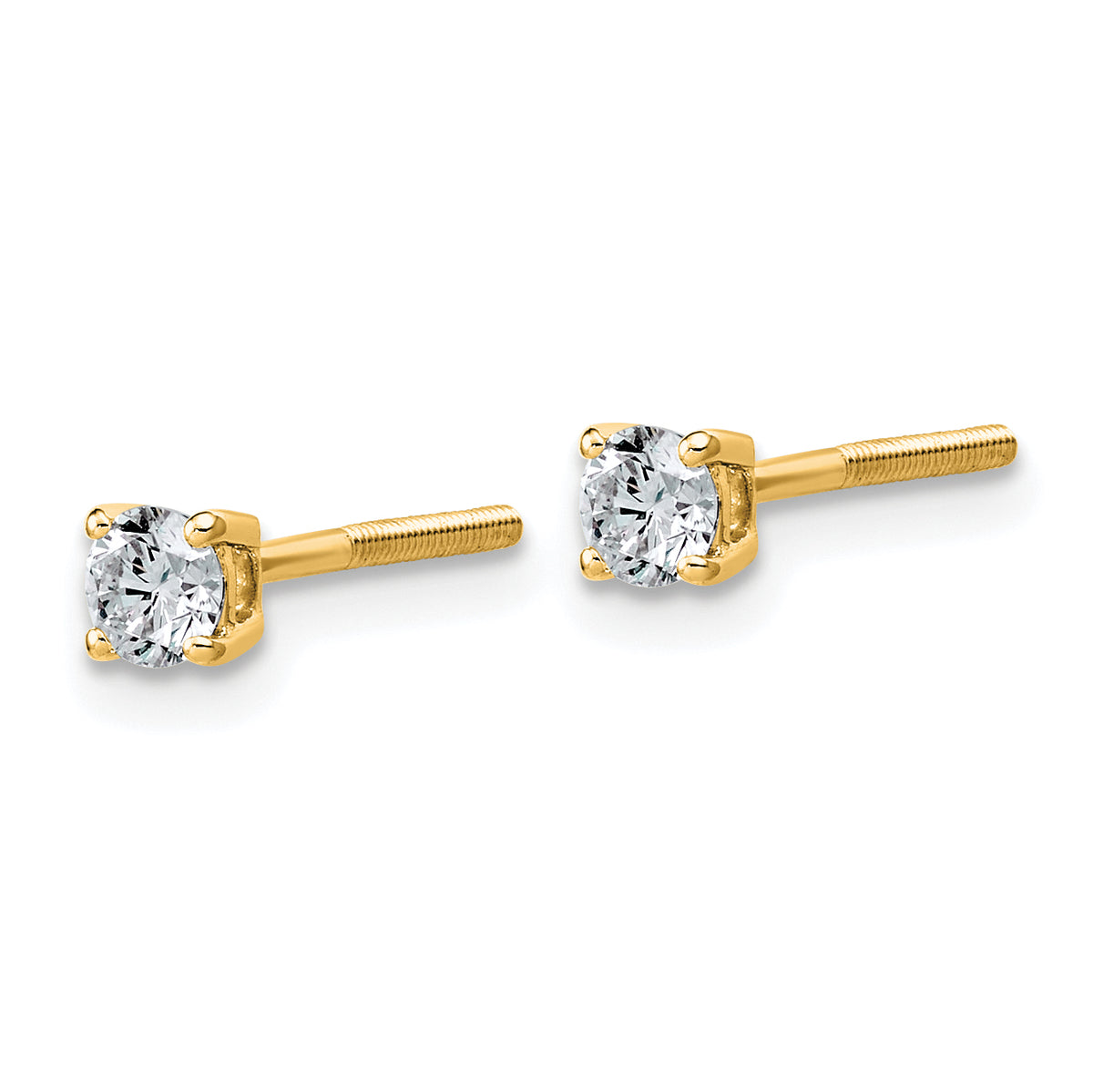 Lab Grown Diamond Gold 4-Prong Lightweight Solitaire Earrings with Screw Backs - 14k Yellow Gold / 1/3 ctw. / VS+ F+