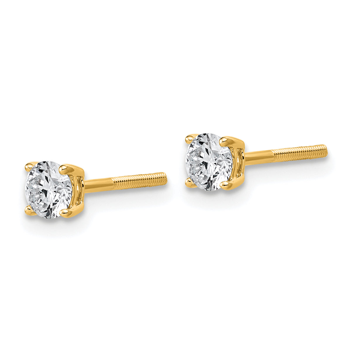 Lab Grown Diamond Gold 4-Prong Lightweight Solitaire Earrings with Screw Backs - 14k Yellow Gold / 1/2 ctw. / VS+ F+