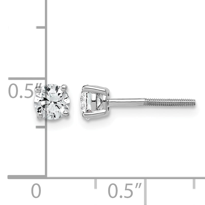 Lab Grown Diamond Gold 4-Prong Lightweight Solitaire Earrings with Screw Backs - 14k White Gold / 2/3 ctw. / VS+ F+