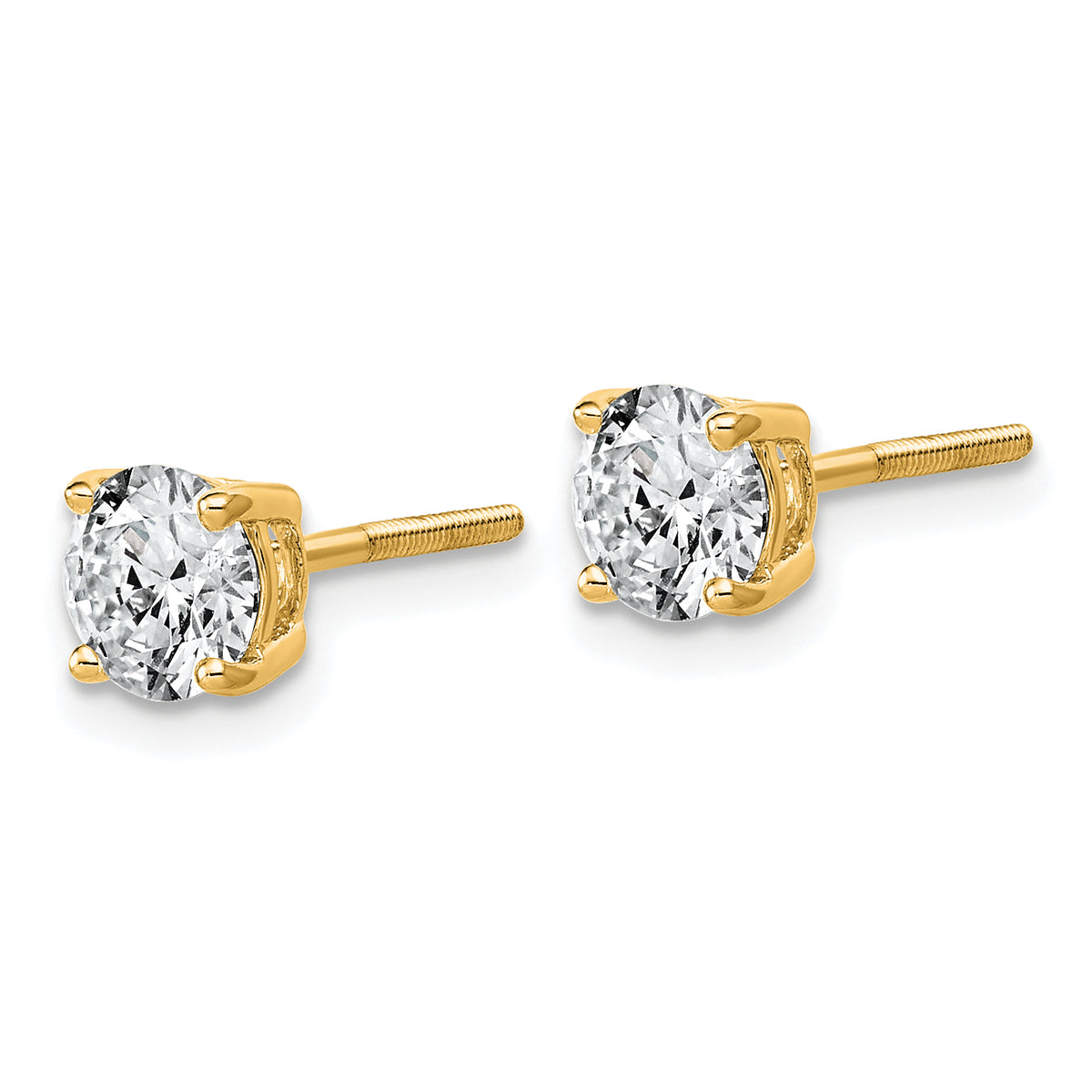 Lab Grown Diamond Gold 4-Prong Lightweight Solitaire Earrings with Screw Backs - 14k Yellow Gold / 1-1/2 ctw. / VS+ F+