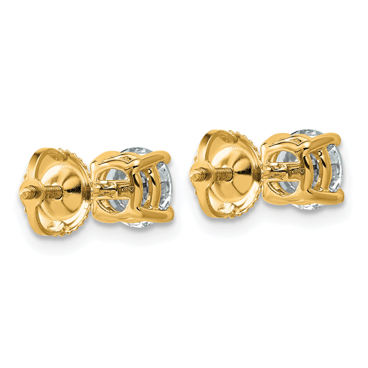 Lab Grown Diamond Gold 4-Prong Lightweight Solitaire Earrings with Screw Backs - 14k Yellow Gold / 1-1/2 ctw. / VS+ F+