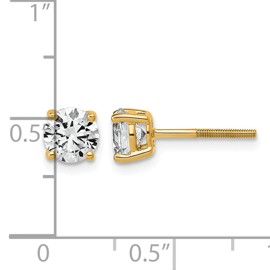 Lab Grown Diamond Gold 4-Prong Lightweight Solitaire Earrings with Screw Backs - 14k Yellow Gold / 1-1/2 ctw. / VS+ F+