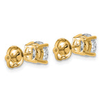Lab Grown Diamond Gold 4-Prong Lightweight Solitaire Earrings with Screw Backs - 14k Yellow Gold / 2 ctw. / VS+ F+