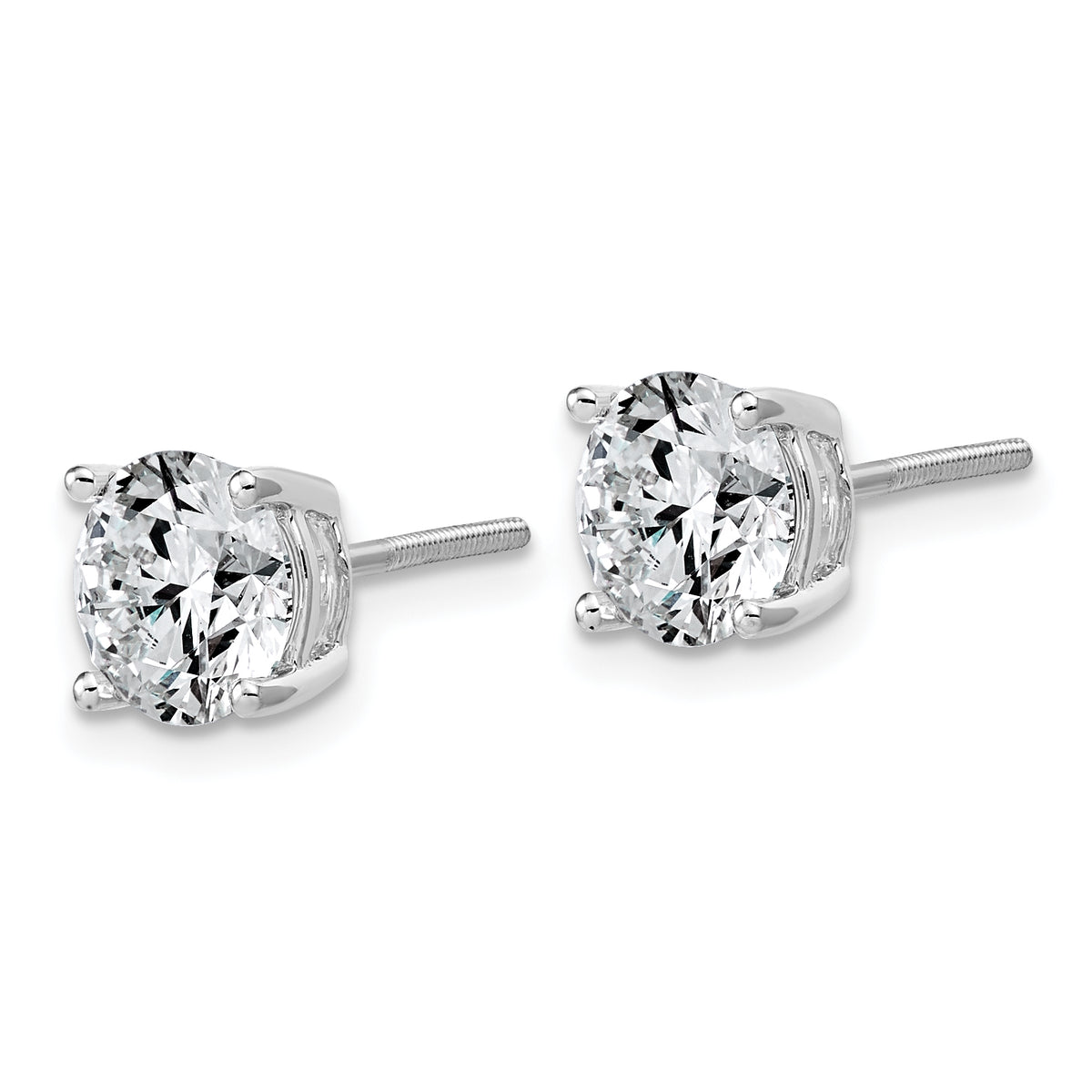 Lab Grown Diamond Gold 4-Prong Lightweight Solitaire Earrings with Screw Backs - 14k White Gold / 4 ctw. / VS+ F+
