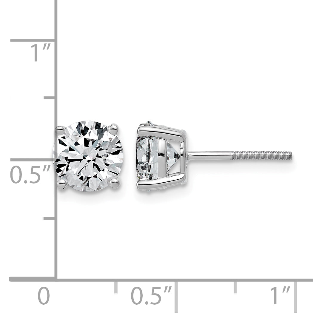 Lab Grown Diamond Gold 4-Prong Lightweight Solitaire Earrings with Screw Backs - 14k White Gold / 4 ctw. / VS+ F+