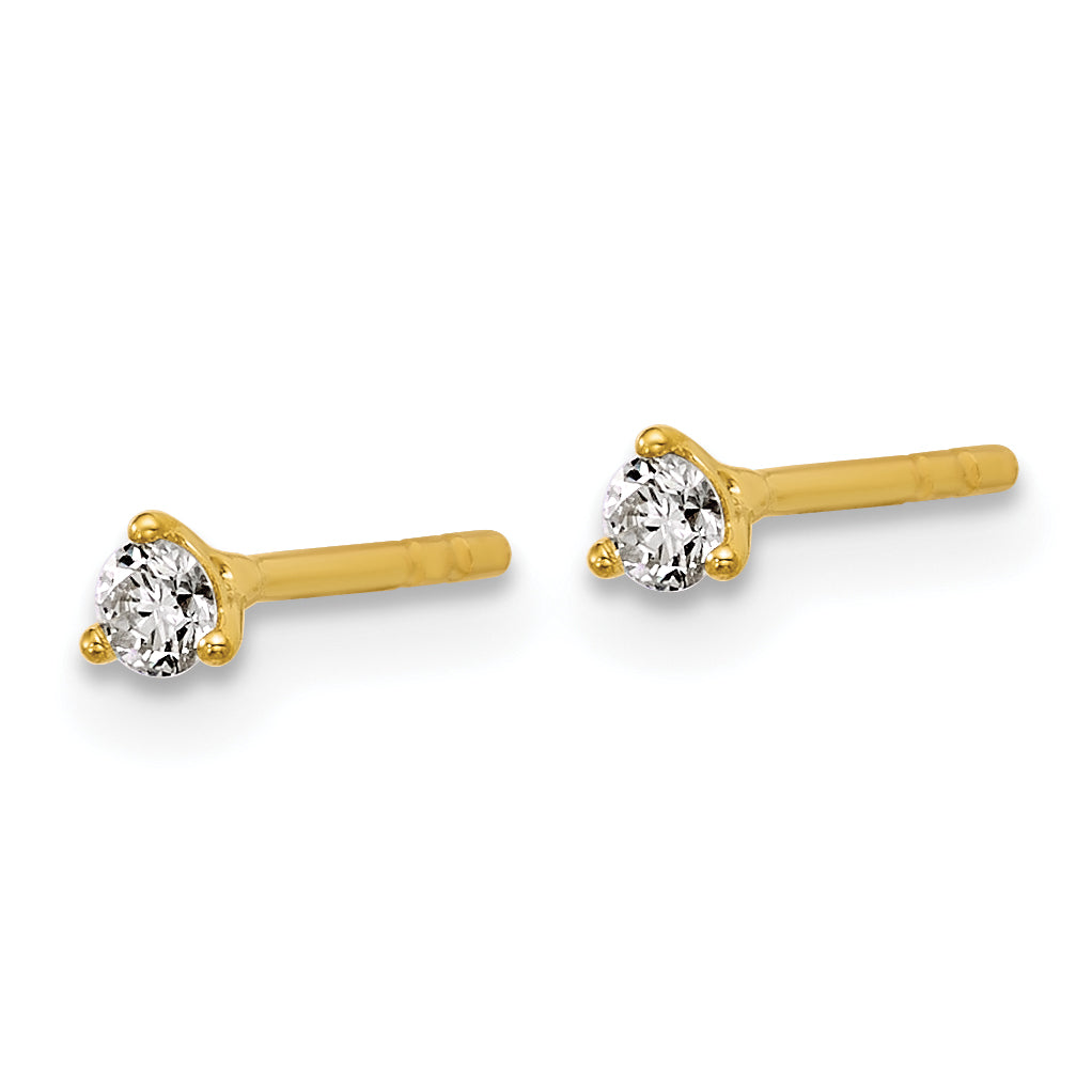Lab Grown Diamond Gold 3-Prong Solitaire Earrings - 18k Yellow Gold / 1/10 ctw. / VS+ F+