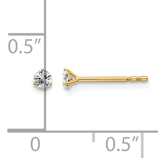 Lab Grown Diamond Gold 3-Prong Solitaire Earrings - 18k Yellow Gold / 1/10 ctw. / VS+ F+