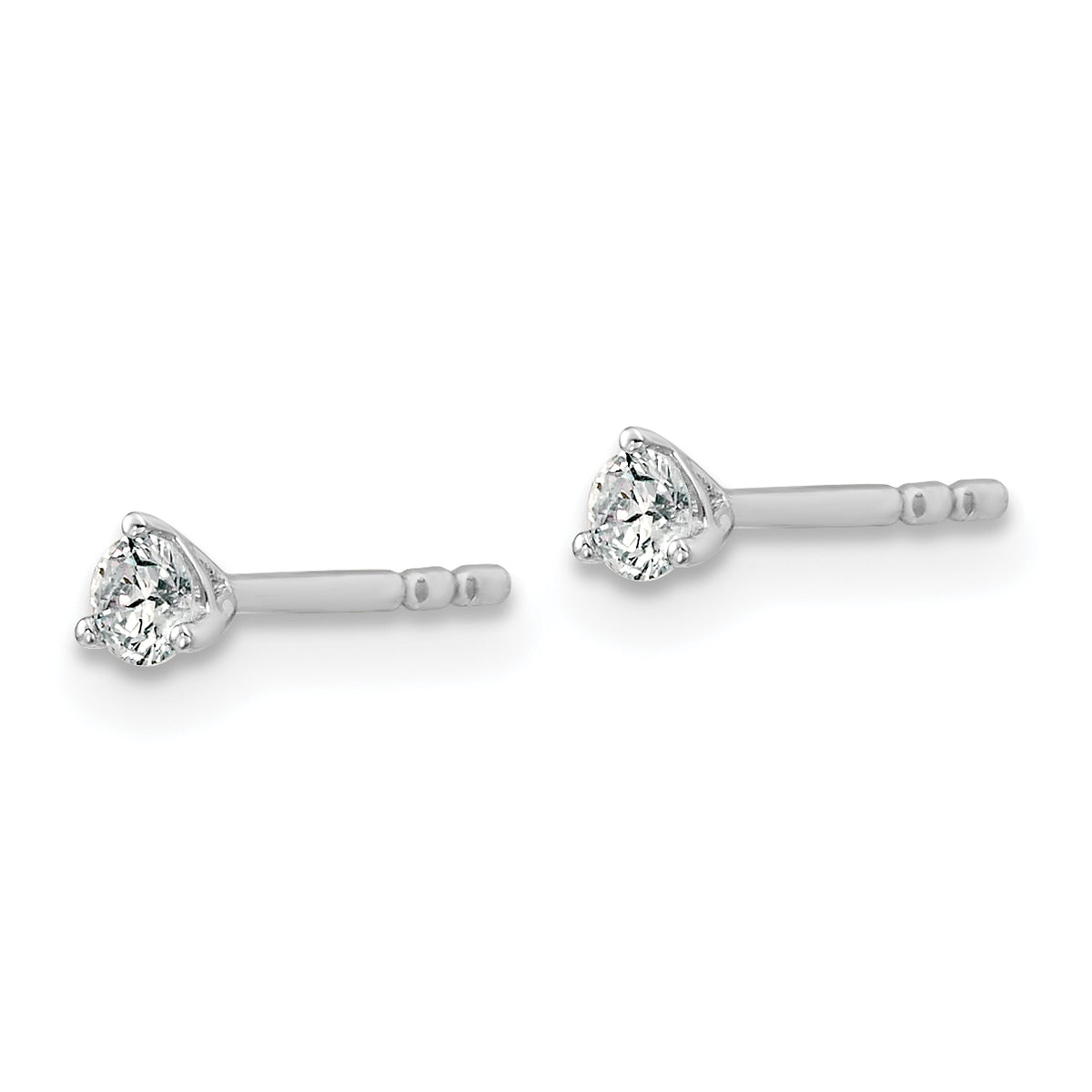 Lab Grown Diamond Gold 3-Prong Solitaire Earrings - 14k White Gold / 1/8 ctw. / VS+ F+