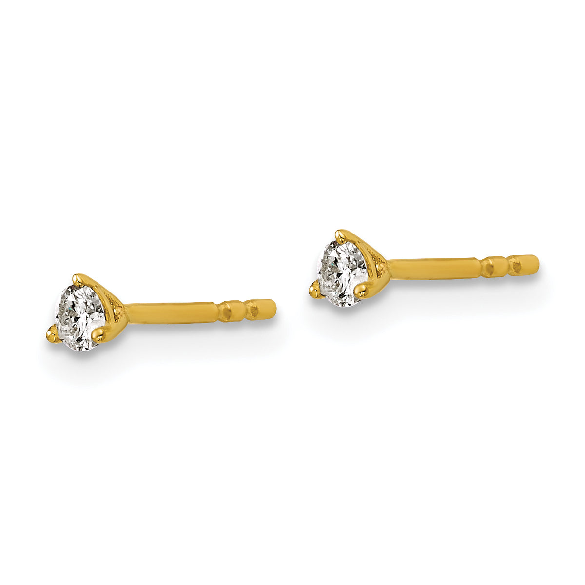 Lab Grown Diamond Gold 3-Prong Solitaire Earrings - 14k Yellow Gold / 1/8 ctw. / VS+ F+