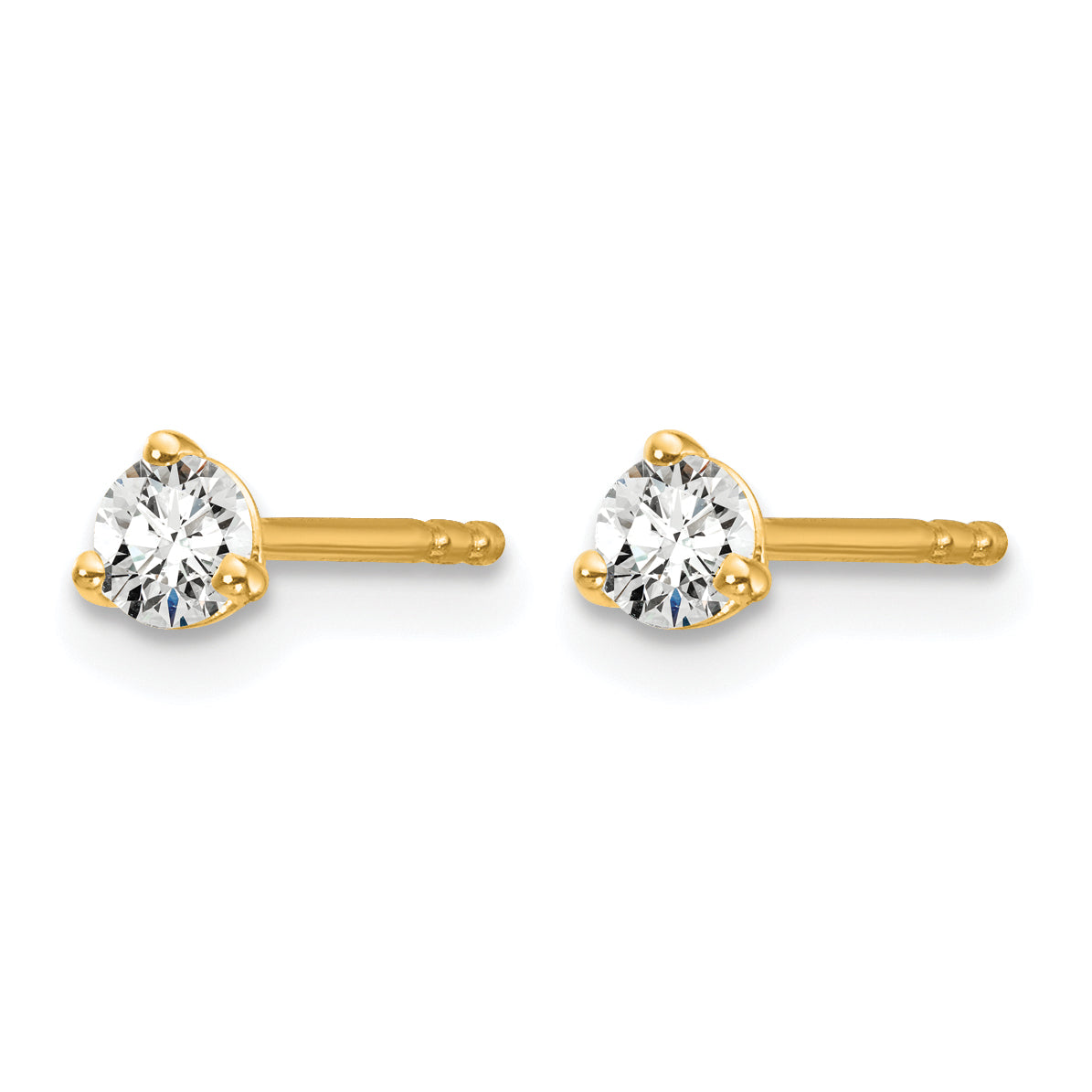 Lab Grown Diamond Gold 3-Prong Solitaire Earrings - 14k Yellow Gold / 1/5 ctw. / VS+ F+