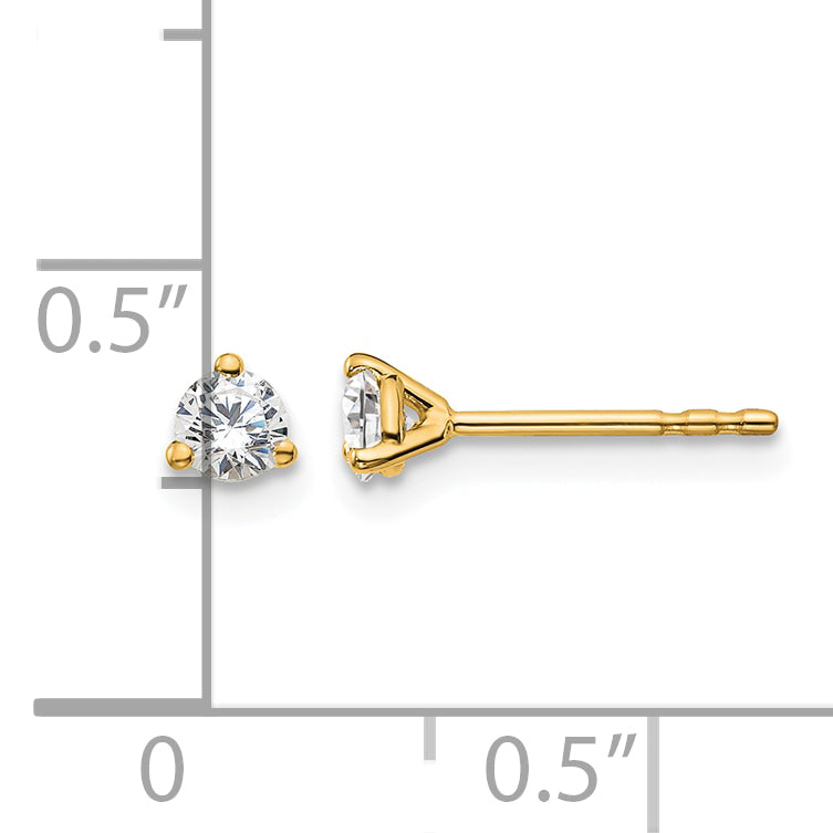 Lab Grown Diamond Gold 3-Prong Solitaire Earrings - 18k Yellow Gold / 1/4 ctw. / VS+ F+