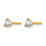 Lab Grown Diamond Gold 3-Prong Solitaire Earrings - 14k Yellow Gold / 1/4 ctw. / VS+ F+