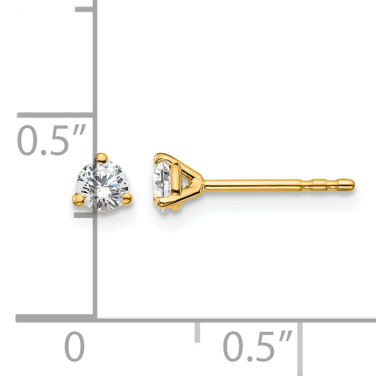 Lab Grown Diamond Gold 3-Prong Solitaire Earrings - 14k Yellow Gold / 1/4 ctw. / VS+ F+