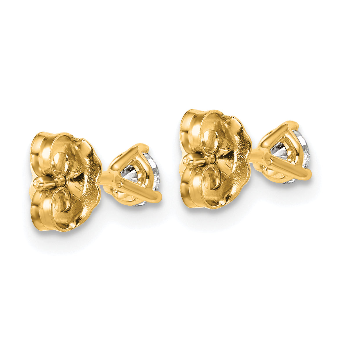 Lab Grown Diamond Gold 3-Prong Solitaire Earrings - 14k Yellow Gold / 1/3 ctw. / VS+ F+