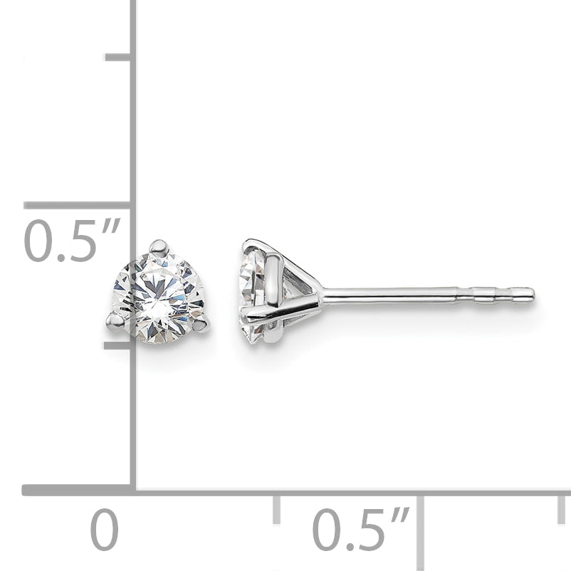 Lab Grown Diamond Gold 3-Prong Solitaire Earrings - 18k White Gold / 1/2 ctw. / VS+ F+