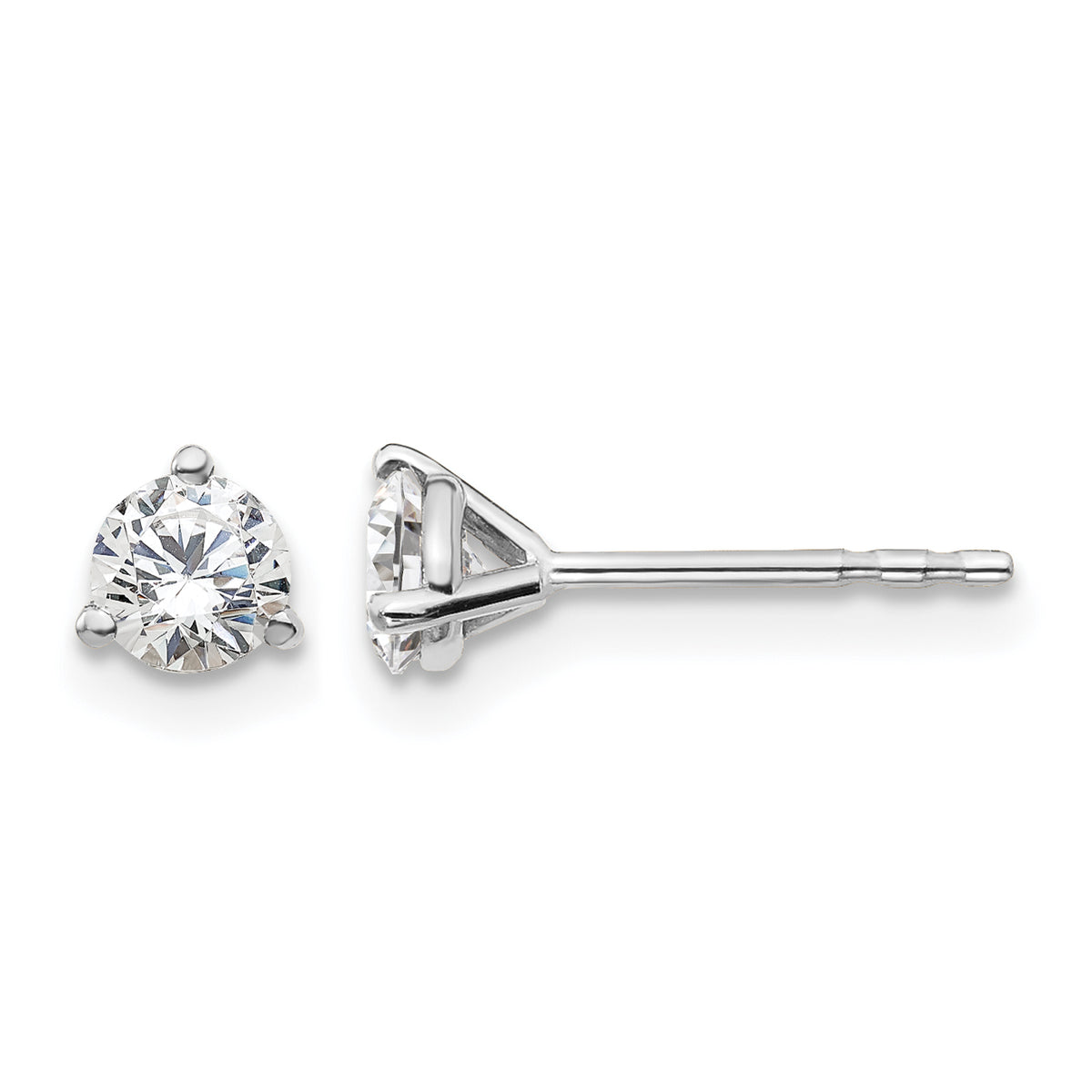 Lab Grown Diamond Gold 3-Prong Solitaire Earrings - 18k White Gold / 1/2 ctw. / VS+ F+