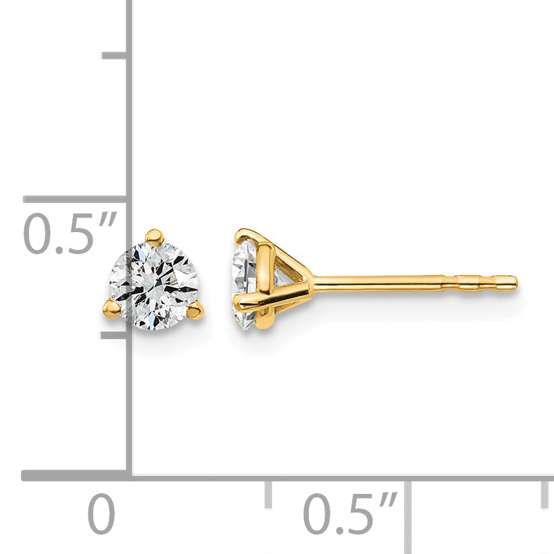 Lab Grown Diamond Gold 3-Prong Solitaire Earrings - 18k Yellow Gold / 1/2 ctw. / VS+ F+