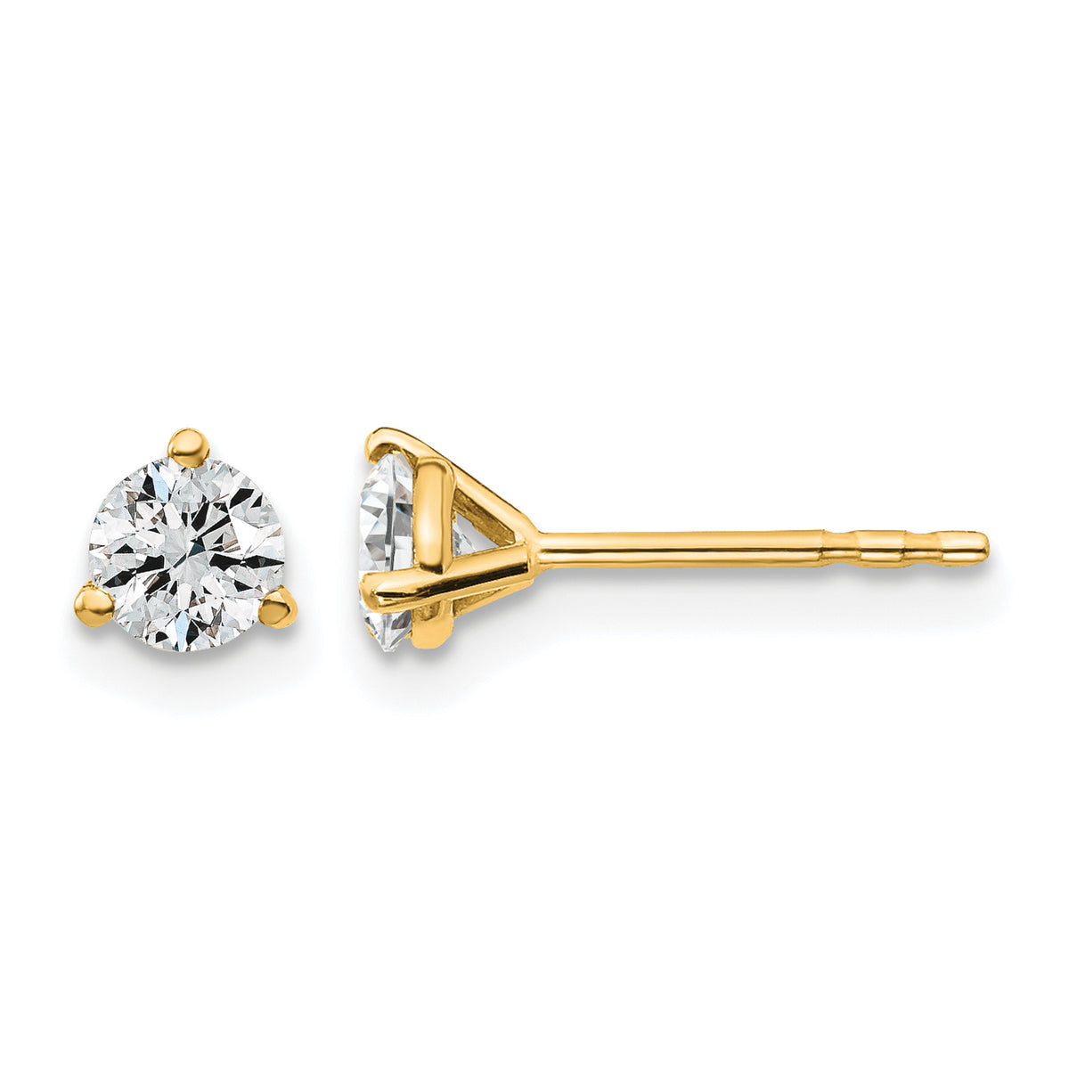 Lab Grown Diamond Gold 3-Prong Solitaire Earrings - 18k Yellow Gold / 1/2 ctw. / VS+ F+
