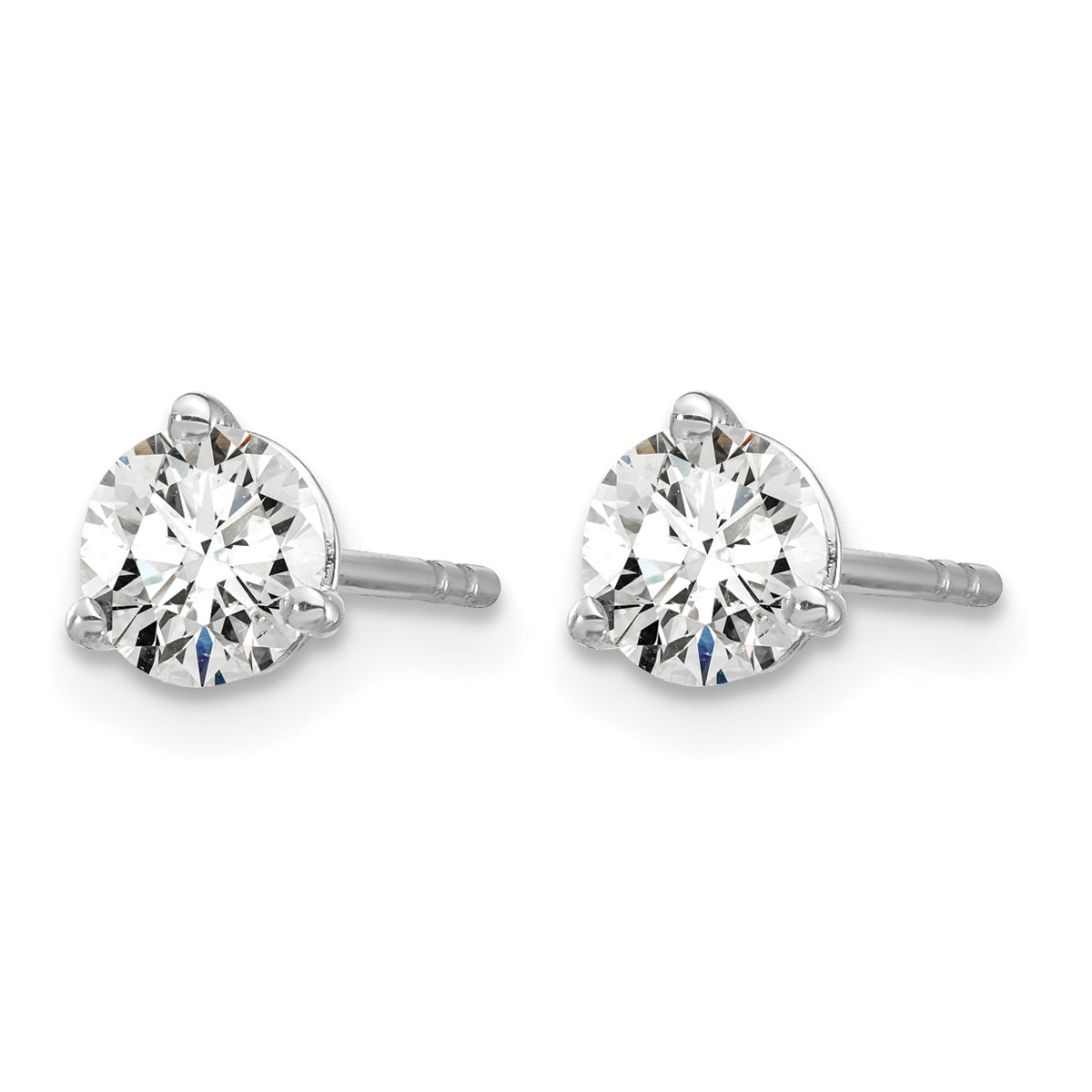 Lab Grown Diamond Gold 3-Prong Solitaire Earrings - 14k White Gold / 2/3 ctw. / VS+ F+
