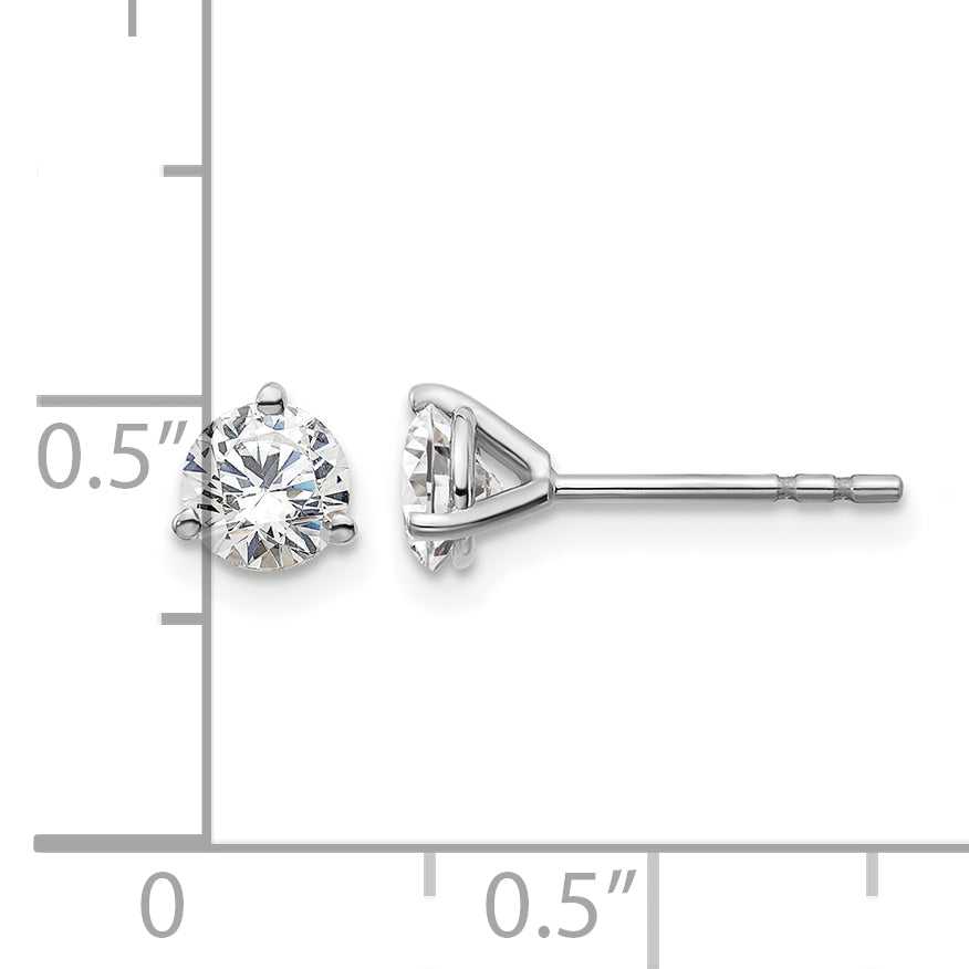 Lab Grown Diamond Gold 3-Prong Solitaire Earrings - 14k White Gold / 2/3 ctw. / VS+ F+