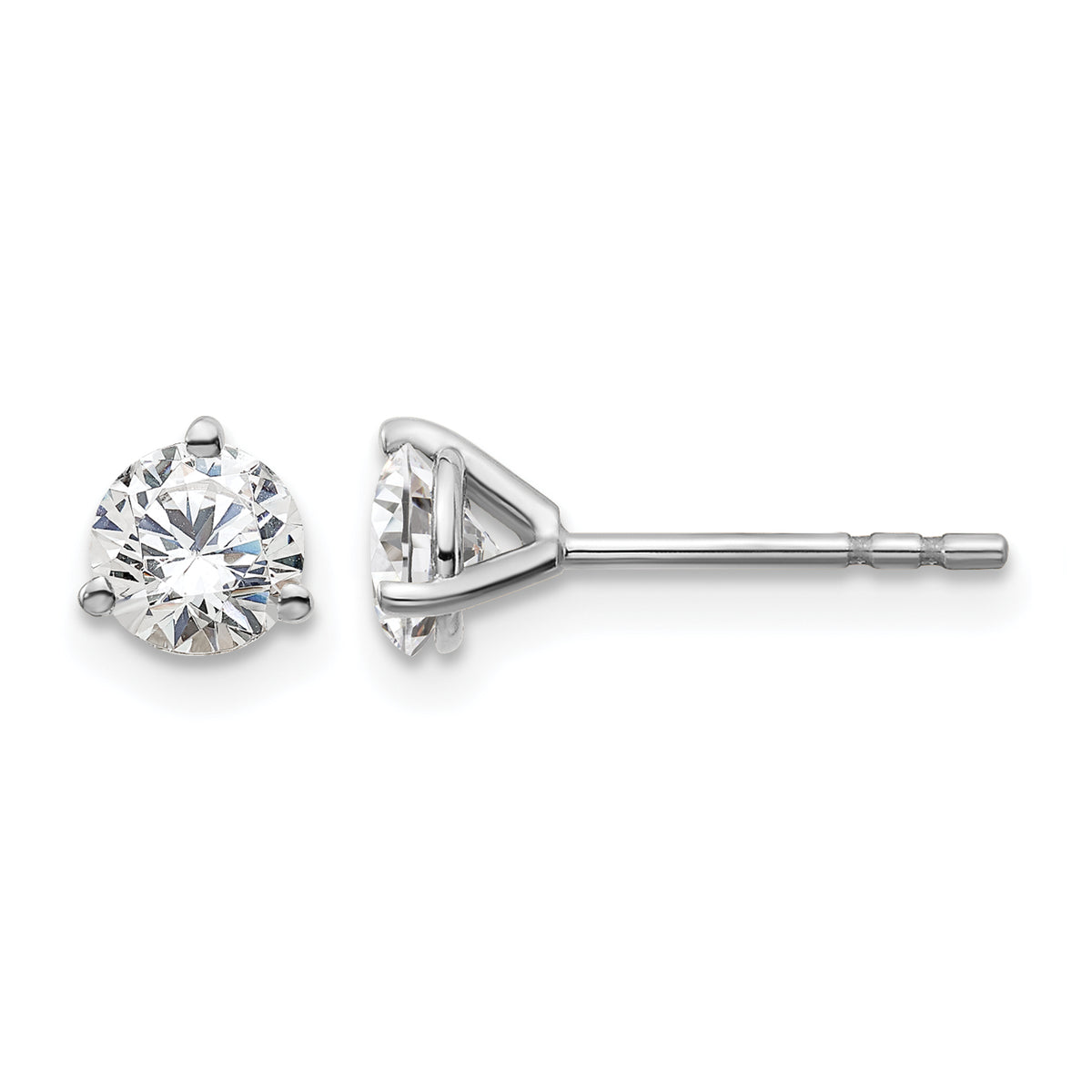 Lab Grown Diamond Gold 3-Prong Solitaire Earrings - 14k White Gold / 2/3 ctw. / VS+ F+