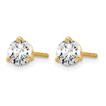 Lab Grown Diamond Gold 3-Prong Solitaire Earrings - 14k Yellow Gold / 2/3 ctw. / VS/SI+ G+ Certified