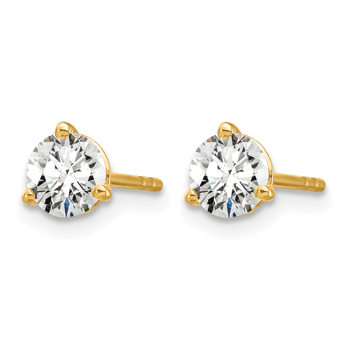 Lab Grown Diamond Gold 3-Prong Solitaire Earrings - 14k Yellow Gold / 2/3 ctw. / VS/SI+ G+