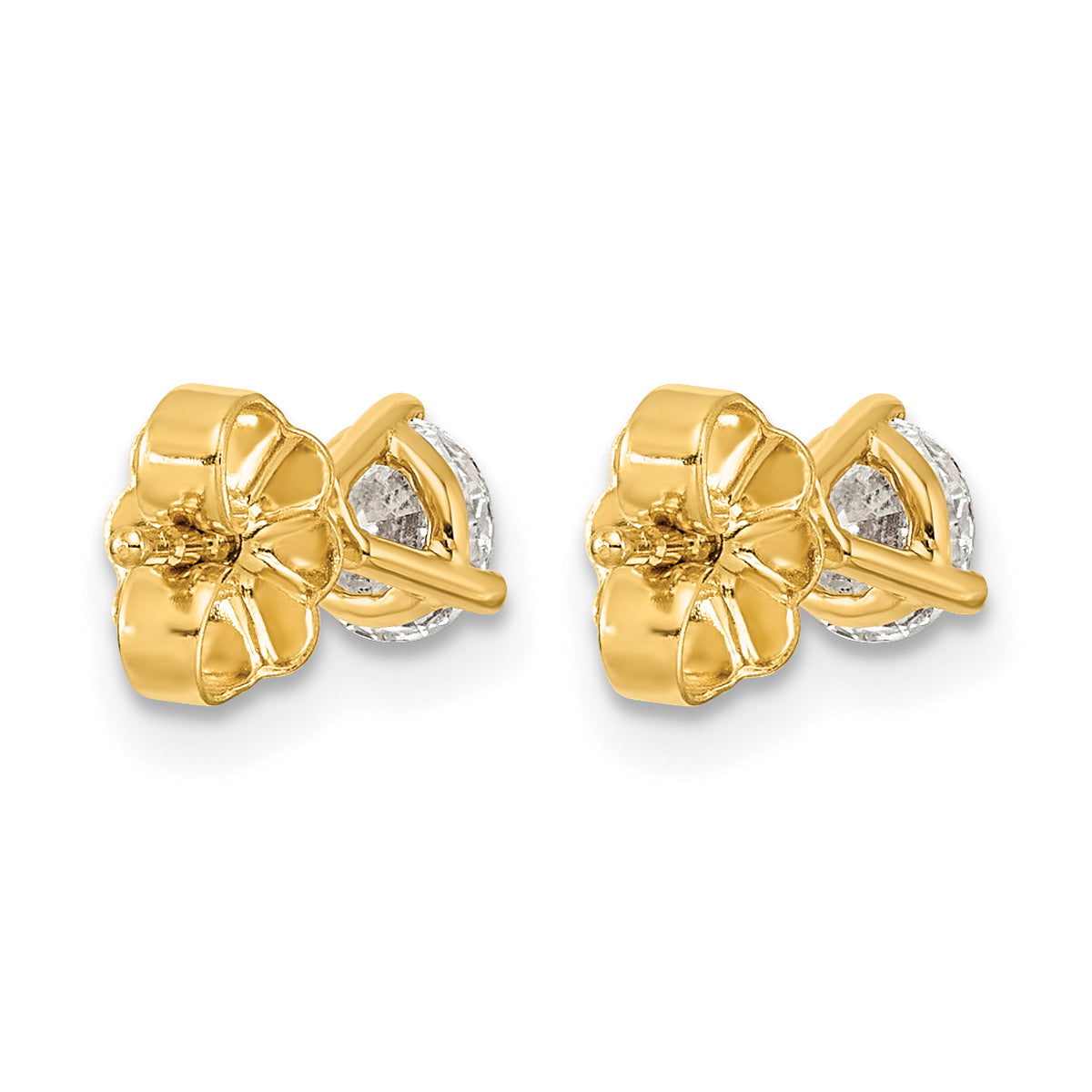 Lab Grown Diamond Gold 3-Prong Solitaire Earrings - 14k Yellow Gold / 2/3 ctw. / VS+ F+ Certified