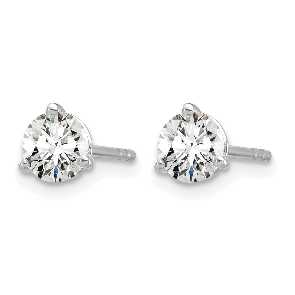 Round Lab Grown Diamond 3-Prong Studs - 14k White Gold / 4/5 ctw. / VS+ F+
