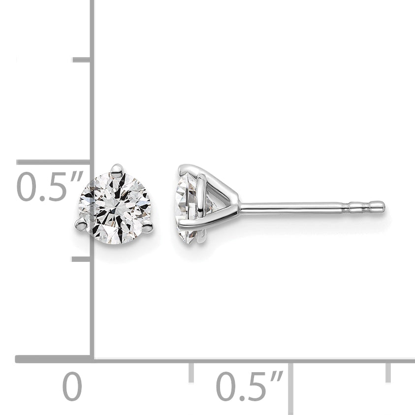 Round Lab Grown Diamond 3-Prong Studs - 14k White Gold / 4/5 ctw. / VS+ F+