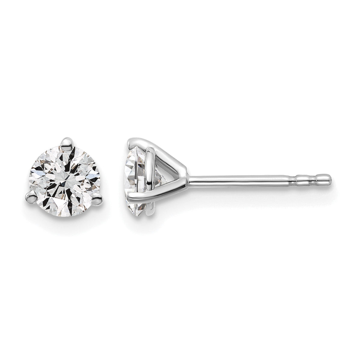 Round Lab Grown Diamond 3-Prong Studs - 14k White Gold / 4/5 ctw. / VS+ F+#14k White Gold_4/5 ctw.
