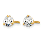 Round Lab Grown Diamond 3-Prong Studs - 14k Yellow Gold / 2/3 ctw. / VS+ F+