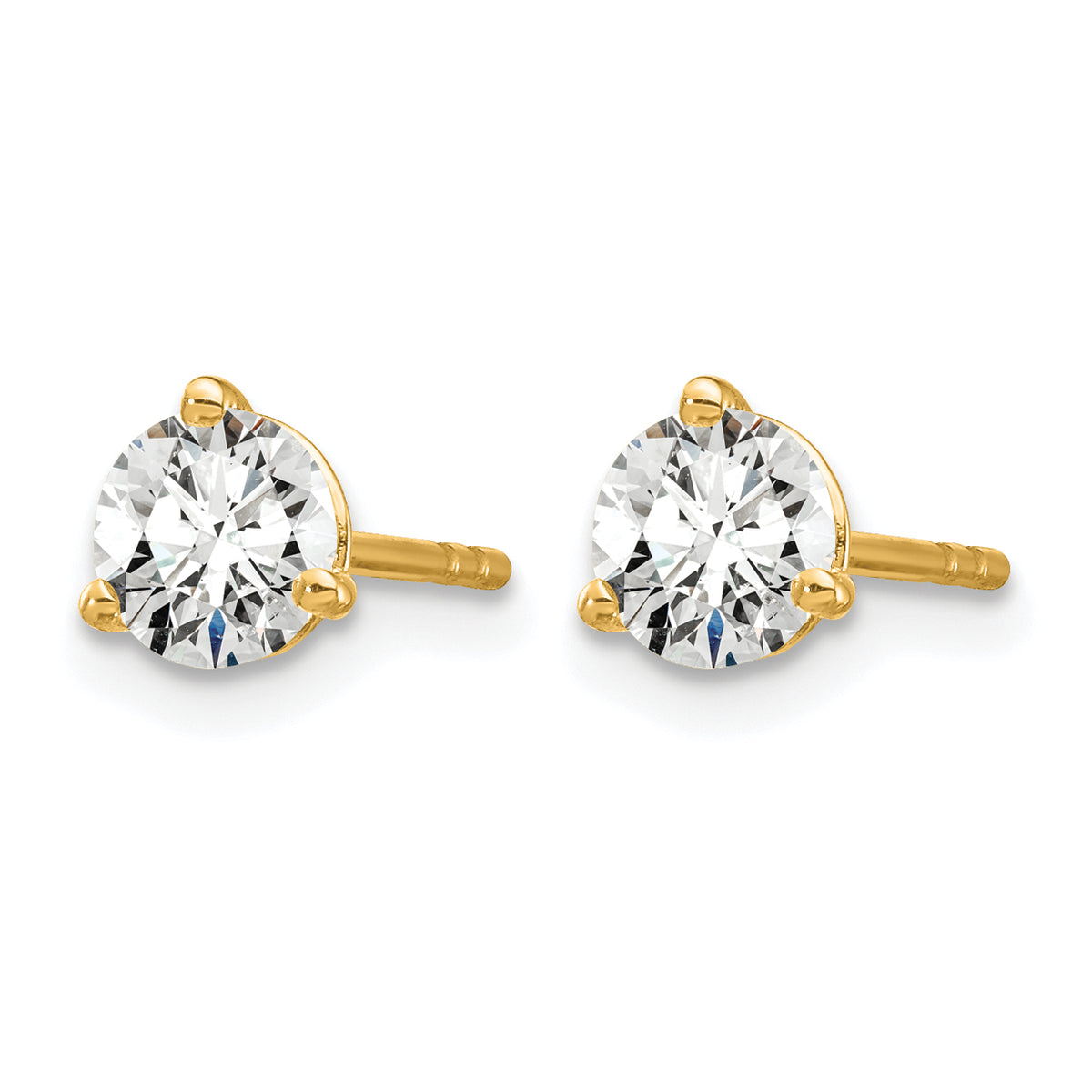 Round Lab Grown Diamond 3-Prong Studs - 14k Yellow Gold / 4/5 ctw. / VS/SI+ G+