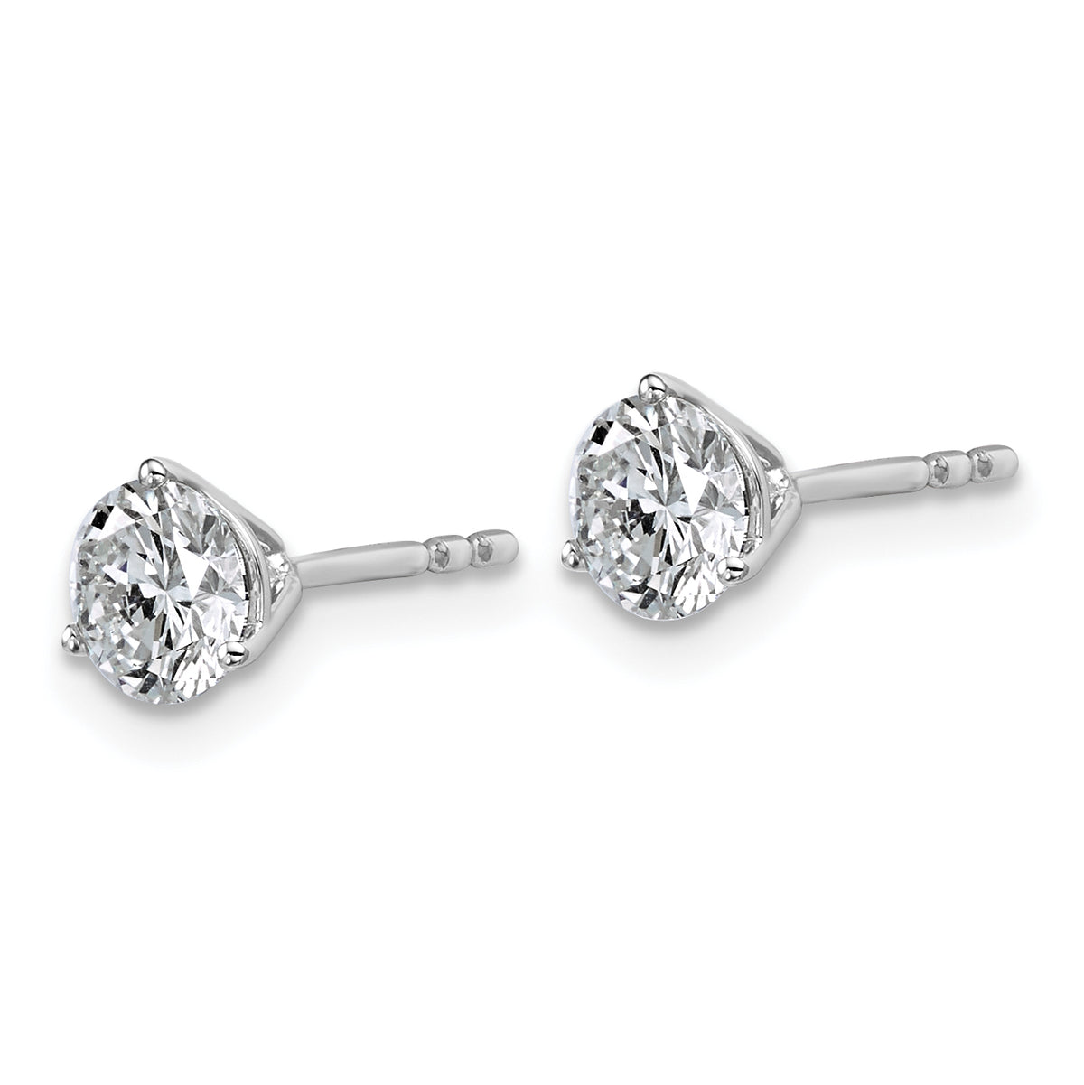 Lab Grown Diamond Gold 3-Prong Solitaire Earrings - 18k White Gold / 1 ctw. / VS+ F+