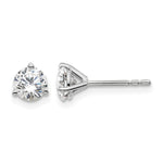 Lab Grown Diamond Gold 3-Prong Solitaire Earrings - 18k White Gold / 1 ctw. / VS+ F+
