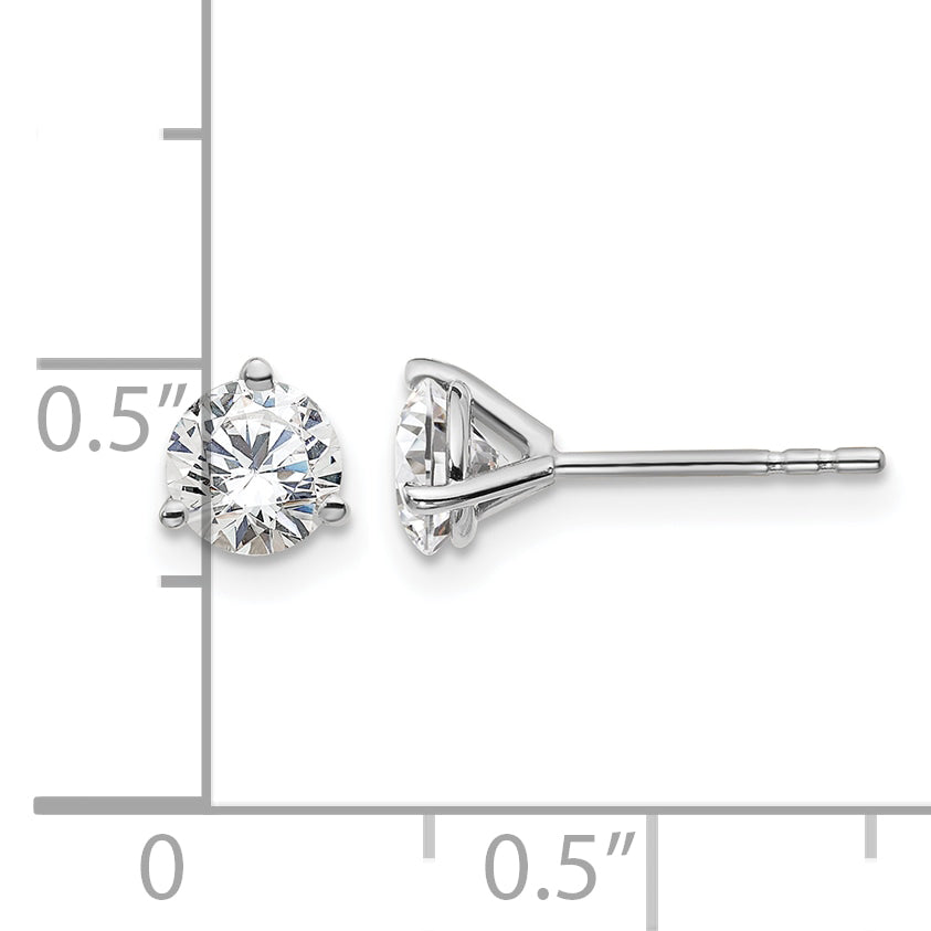 Lab Grown Diamond Gold 3-Prong Solitaire Earrings - 14k White Gold / 1 ctw. / VS+ F+