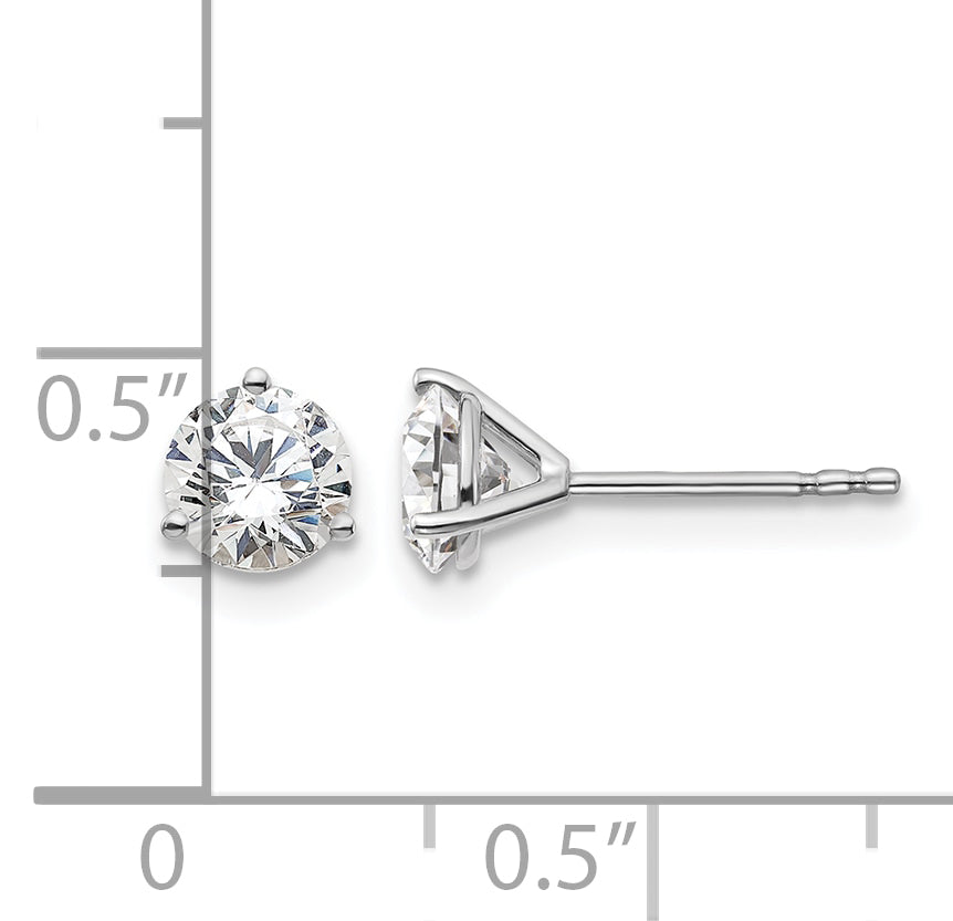 Round Lab Grown Diamond 3-Prong Studs - 14k White Gold / 1-1/5 ctw. / VS+ F+
