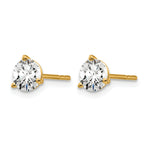Round Lab Grown Diamond 3-Prong Studs - 14k Yellow Gold / 1-1/5 ctw. / VS+ F+