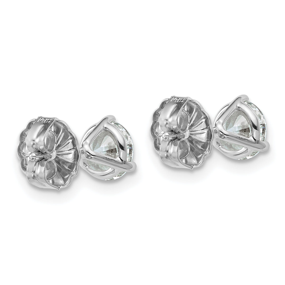 Lab Grown Diamond Gold 3-Prong Solitaire Earrings - 18k White Gold / 1-1/2 ctw. / VS+ F+