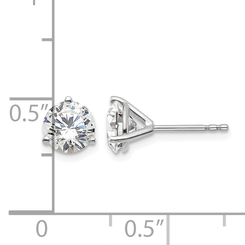Lab Grown Diamond Gold 3-Prong Solitaire Earrings - 18k White Gold / 1-1/2 ctw. / VS+ F+
